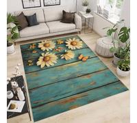Tappeto Camera da Letto Imitazione Cashmere 80x120 cm Stampa Farfalla Fiore Bianco Legno 3D Motivi Squisiti Tappeto Cucina Antiscivolo Lavabile Adatto a Corridoi Ville Classiche Angoli Lettura