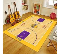 Tappeto Campo da Basket Calcio Pavimento Moderno Tappeto Salotto Bambini Ragazzo Ragazzi Camera da Letto Senza Pelo Corto Lavabile Antiscivolo Gioco Tappetino Auto Tappetini (Giallo,80x160 cm)