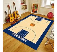 Tappeto Campo da Basket Calcio Pavimento Moderno Tappeto Salotto Bambini Ragazzo Ragazzi Camera da Letto Senza Pelo Corto Lavabile Antiscivolo Gioco Tappetino Auto Tappetini (Blu,50x80 cm)