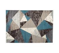 Tappeto casa decorativo in tessuto frisee antitarme e decoro geometrico blu
