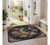 Tappeto celestiale con luna crescente e stelle fantasioso, 50 x 90 cm | Motivo celeste, accenti stelle dorate, skyline notturno mistico, decorazione per la casa da sogno, modelli dettagliati di