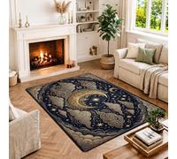 Tappeto celestiale con luna crescente e stelle fantasioso area 1,2 x 1,8 m | Motivo celeste, accenti stelle dorate, skyline notturno mistico, decorazione per la casa da sogno, modelli dettagliati di