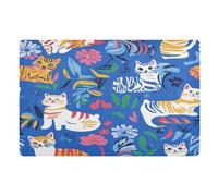 Tappeto chic American Cats Royal BlueRunner 81,3 x 50,8 cm con retro in gomma antiscivolo, extra per casa, ingresso, patio, portico