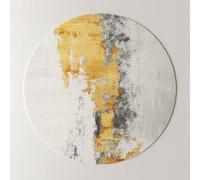 Tappeto circolare moderno per sala giochi, tappeto rotondo, antiscivolo | Grigio Giallo 100cm 120cm 140cm 160cm 180cm 200cm Comodino facile da pulire, coperta da tavolino(140cm/4.6ft)