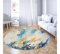 Tappeto circolare resistente all'acquerello orientale 160cm - Tappeto circolare di montagna del lago morbido per soggiorno sala da pranzo foyer divano ingresso