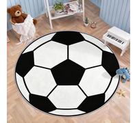 Tappeto classico e sportivo, lavabile, rotondo, 60 cm, morbido, motivo geometrico da calcio, resistente allo sporco, senza pelucchi, per soggiorno, camera da letto, sala da pranzo, studio, cameretta