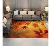 Tappeto collezione autunnale 120x150cm Tappeti autunnali con foglie d'acero Foglie rosso-arancio Non perdono pelo e di facile manutenzione per il traffico intenso in soggiorno camera da letto