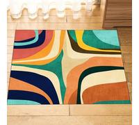 Tappeto,Colorato Art Déco Beige Geometrico Moderno, Arancione, 110 x 110 cm, Area Rug Living Room, Bedroom, Farmhouse Fireplace, Lounge Rugs for Wooden Floors,