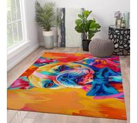 Tappeto colorato per cani francese Vibrante stile Pop Art tappeto per ritratti di animali Tappeti lavabile morbido e soffice per l'arredamento della sala da pranzo del soggiorno 140x200cm