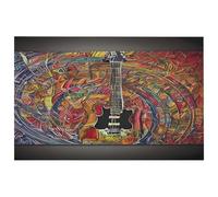 Tappeto colorato per chitarra acustica e ingresso, lavabile, con retro in gomma antiscivolo, morbido, resistente alle macchie, piccolo tappeto per camera da letto, bagno, decorazione per pavimento