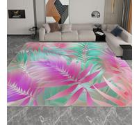 Tappeto Colore lavabile in lavatrice, 160 x 230 cm tappeto antiscivolo per soggiorno camera da letto, stampa Luminoso Botanico Foglie Di Palma, resistente allo sporco per la casa ufficio