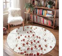 Tappeto con albero di Natale, regali di Natale con stelle rosse a pelo basso per casa zerbino accenti tappeto non perde pelo, bagno, ingresso, comodino, lavanderia, decorazione 12 x 10 cm