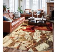 Tappeto con angelo, tradizionale tromba natalizia con neve, rosso a pelo basso, morbido, rettangolare, resistente alle macchie, per soggiorno, camera da letto, corridoio, scrivania, ufficio, 15,2 x