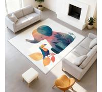 Tappeto con animali selvatici e libro per bambini, 120 x 180 cm, antiscivolo, lavabile, con stampa di piante botaniche, per camera dei ragazzi, camera da letto, cameretta dei bambini, soggiorno