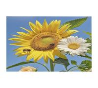 Tappeto con api, girasoli, margherite, rose, fiori, per ingresso, lavabile, con retro in gomma antiscivolo, per cucina, morbido, resistente alle macchie, piccolo tappeto per camera da letto, bagno