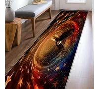 Tappeto con aquila, motivo astratto patriottico con stelle a vortice indipendenza rosso a pelo basso estetico rettangolare tappeto per pavimento della casa per cucina, ingresso, comodino, lavanderia