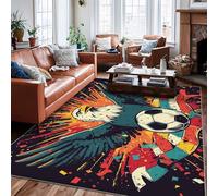 Tappeto con aquila, sportivo e moderno, a righe colorate, nessuno nero, a pelo basso, rettangolare, per casa, soggiorno, camera da letto, sotto il letto, decorazione per appartamento, 15,2 x 23,8 cm