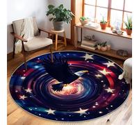Tappeto con aquila, stelle cosmiche patriottiche, vortice indipendenza blu, con retro antiscivolo, resistente allo sbiadimento, tappeto estetico per la casa, soggiorno, camera da letto, cucina