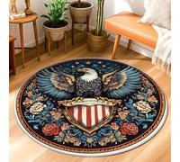 Tappeto con aquila, stile patriottico vintage, scudo con stelle, giorno dell'indipendenza, blu navy, zerbino a pelo basso, resistente allo sbiadimento, decorazione per bagno, comodino, porta