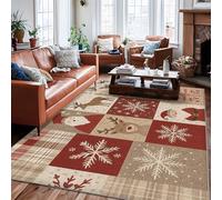 Tappeto con Babbo Natale, renna e fiocco di neve di Natale rosso a pelo basso tappeto per interni non perde pelo, per soggiorno, camera da letto, nuova decorazione per la casa, 15,2 x 22,9 cm