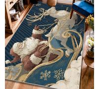 Tappeto con Babbo Natale, renna natalizia con fiocchi di neve e fiocchi di neve, rettangolare, a pelo basso, per soggiorno, camera da letto, classe, dormitorio, 10 x 15 cm