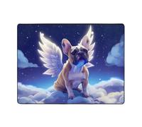 Tappeto con bulldog francese alato, decorazione per soggiorno, morbido, lavabile, per camera da letto, 160 x 122 cm, per interni, camera da letto e soggiorno