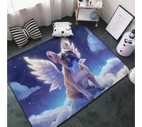 Tappeto con bulldog francese alato, lavabile, morbido, 7,6 x 12,7 cm, antiscivolo, per interni, camera da letto, 152 x 99 cm