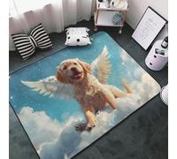 Tappeto con cane alato di angelo, per soggiorno e camera da letto, lavabile, morbido, 7,6 x 12,7 cm, antiscivolo, per interni, camera da letto, decorativo, estetico, 152 x 99 cm
