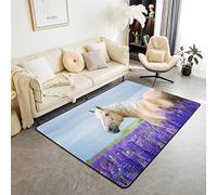 Tappeto con cavallo 100 x 150 cm, motivo botanico con cavallo al galoppo, tappeto per soggiorno per camera da letto, decorazione per la casa, tappeto della fauna selvatica, tappeto ultra morbido