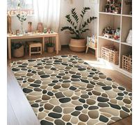 Tappeto con ciottoli, pietre naturali contemporanee forme nessuno beige a pelo basso spugna per interni rettangolare tappeto non perde pelo, tappeto per soggiorno, camera da letto, sotto il letto