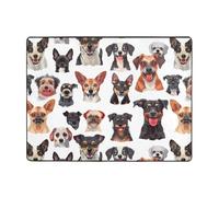 Tappeto con collage di facce di cane felice, decorazione per soggiorno, morbido, lavabile, per camera da letto, 150 x 122 cm, per interni, camera da letto e soggiorno