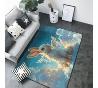 Tappeto con coniglio alato di angelo carino per soggiorno camera da letto, 12,7 x 17,8 cm, morbido, lavabile, antiscivolo, per interni, camera da letto, decorazione estetica