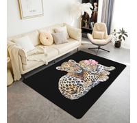 Tappeto con coppia di leopardi, 9 x 1,5 m, con simpatici animali selvatici africani, tappetino per interni, per bambini, adolescenti, adulti, giungla, ghepardo, leopardato, antiscivolo, per divano e