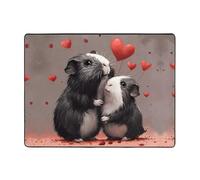 Tappeto con coppia di porcellini d'India, decorazione per soggiorno, morbido, lavabile, per camera da letto, 160 x 122 cm, per interni, camera da letto e soggiorno