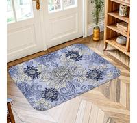 Tappeto con crisantemo, elegante classico con foglie turbinii primaverili blu navy bordo antiscivolo zerbino tiro tappeto tappeto rettangolare bagno ingresso comodino porta decorazione 2 'x 3'
