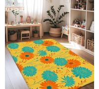 Tappeto con crisantemo, primaverile con stelo floreale vibrante primaverile giallo a pelo basso spugna rettangolare tappeto bordo bordo tappeto per soggiorno camera da letto sotto il letto decorazione