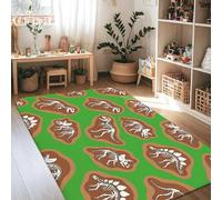 Tappeto con dinosauro, giocoso fantasioso scheletro fossile nessuno verde, antiscivolo, resistente allo sbiadimento, tappeto estetico per la casa, per soggiorno, camera da letto, dormitorio