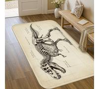 Tappeto con dinosauro, scheletro educativo vintage anatomia nessuno beige a pelo basso in spugna zerbino rettangolare stampa accenti tappeto bagno ingresso cucina comodino decorazione 7,6 x 15,2 cm