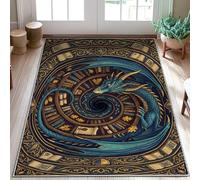 Tappeto con drago, fantasia, libri mistici, turbinio nessuno blu, con retro antiscivolo, per interni, non perde pelo, per ingresso, bagno, cucina, porta, decorazione da 9 x 15 cm