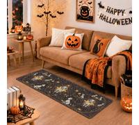 Tappeto con fantasmi, fantasioso teschi festivi zucche Halloween nero antiscivolo per casa e interni, non perde pelo, per cucina, ingresso, lavanderia, comodino, decorazione per comodino 0,6 x 1,5 m