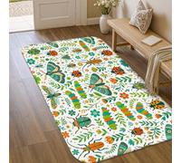 Tappeto con farfalle, primavera natura bruco coccinella primavera verde antiscivolo per interni zerbino accenti tappeto non spargimento bagno ingresso cucina comodino decorazione 7,6 x 1,5 m