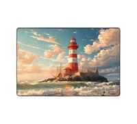 Tappeto con faro oceano, per soggiorno, camera da letto, mare, nautico, con retro antiscivolo, lavabile, in flanella, decorazione per casa e ufficio, 120 x 180 cm
