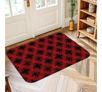 Tappeto con fiocco di neve, invernale accogliente linea plaid invernale rosso antiscivolo bordo bordo zerbino tiro tappeto rettangolare ingresso bagno lavanderia comodino decorazione 5 'x 3'