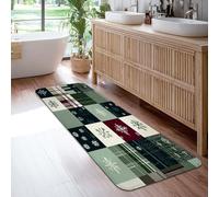 Tappeto con fiocco di neve, invernale, tradizionale, a quadri, verde, antiscivolo, rettangolare, bordatura con bordi per cucina, ingresso, lavanderia, corridoio, decorazione, 6 x 1,8 m