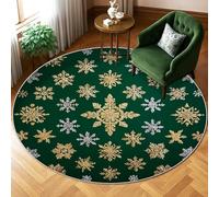 Tappeto con fiocco di neve, inverno festivo, floreale, stella, verde, a pelo basso, per casa, interni, non perde pelo, per soggiorno, camera da letto, sotto il tavolo, decorazione da pranzo, 15,2 x