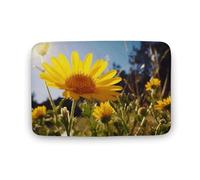 Tappeto con fiori gialli sotto il sole, grande tappeto per camera da letto, in velluto di corallo, con retro in gomma, antiscivolo, tappetino da bagno elegante, lavabile, per sala giochi, 40 x 60 cm