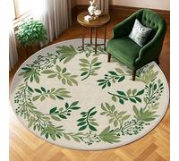 Tappeto con foglie, bacche biologiche naturali, steli verde primaverile, a pelo basso, rotondo, tappeto per soggiorno, camera da letto, sotto il tavolo, decorazione per sala da pranzo, 15,2 x 15,2 cm