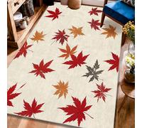 Tappeto con foglie d'acero, autunno naturale foglia rossa arancione autunno rosso autunno rosso antiscivolo bordo bordo bordo tappeto rettangolare tappeto per la casa tappeto per soggiorno, camera da