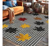 Tappeto con foglie d'acero, tappeto autunnale stagionale pied de poule ghianda autunnale con retro antiscivolo, resistente allo sbiadimento, tappeto estetico per la casa, per soggiorno, camera da