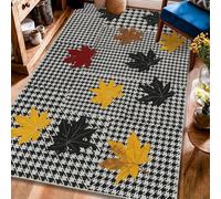 Tappeto con foglie d'acero, tappeto autunnale stagionale pied de poule ghianda autunno giallo tappeti a pelo basso resistente allo sbiadimento tappeto estetico per la casa per soggiorno, camera da